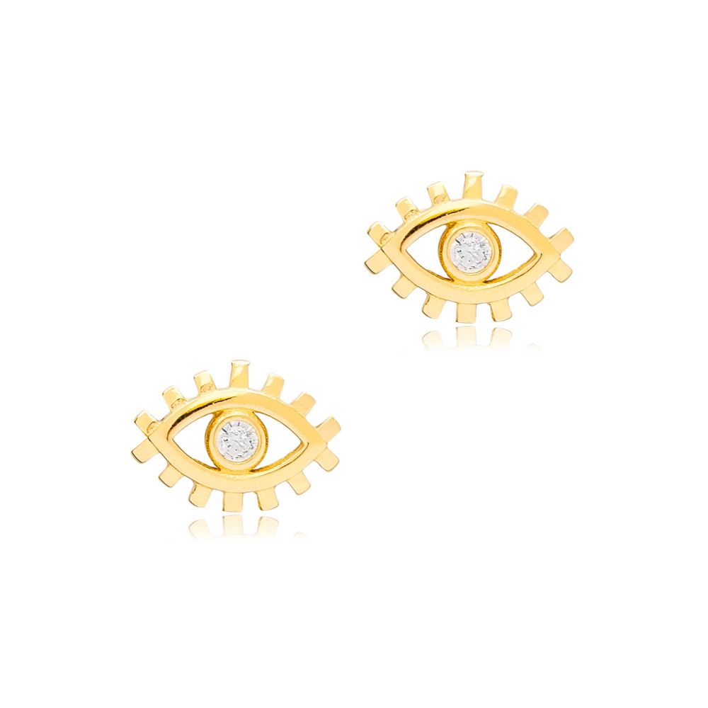 Oriental Eye Earrings-Earrings-18K Gold Vermeil & Zirkonia-Signorina Leyla