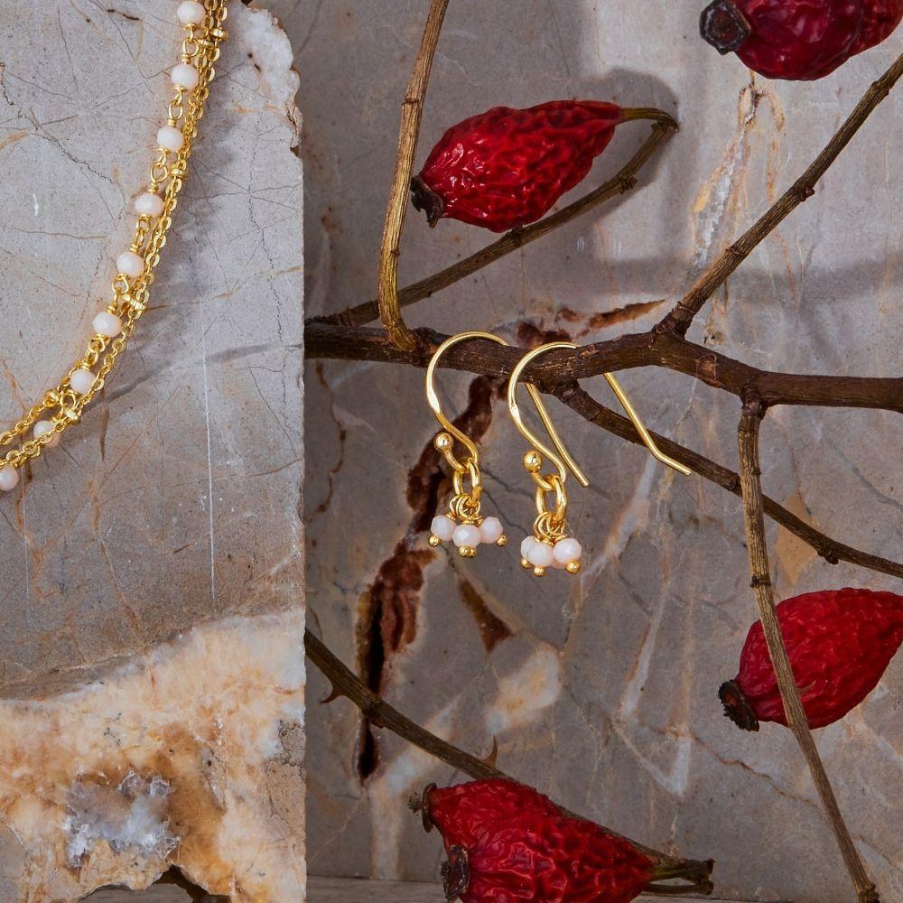 Ohrringe SHIRIN - Creme-Earrings-14K Gold Vermeil & Chalcedon-Signorina Leyla